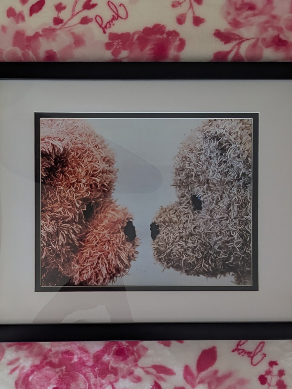 🐻 Framed Teddy Bear Art Print - Pink & Beige Bears